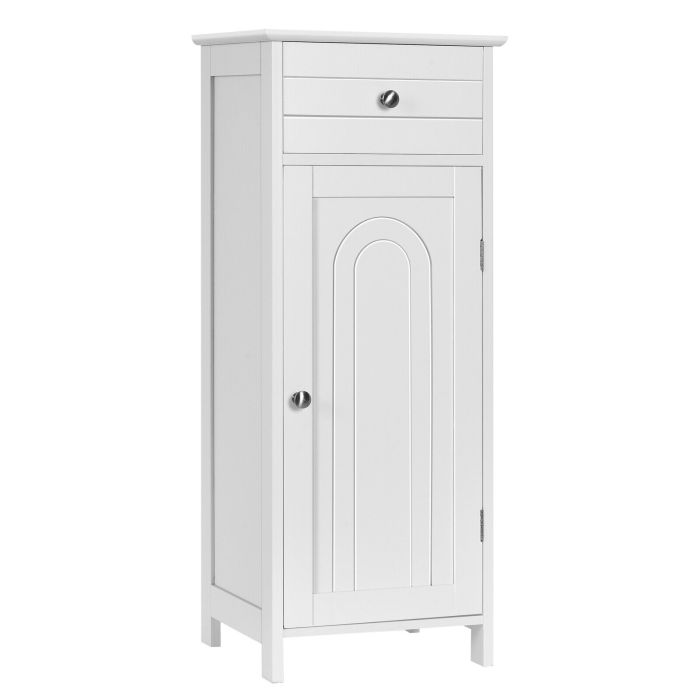 1-Door Freestanding Bathroom Storage Cabinet with Drawer and Adjustable Shelves-White