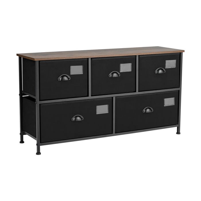 HOLY Black Chest of Drawers - Medium-sized, 5 Drawers