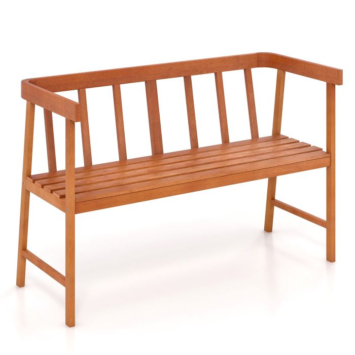 2-Person Outdoor Bench with Ergonomic Backrest and Armrests for Yard
