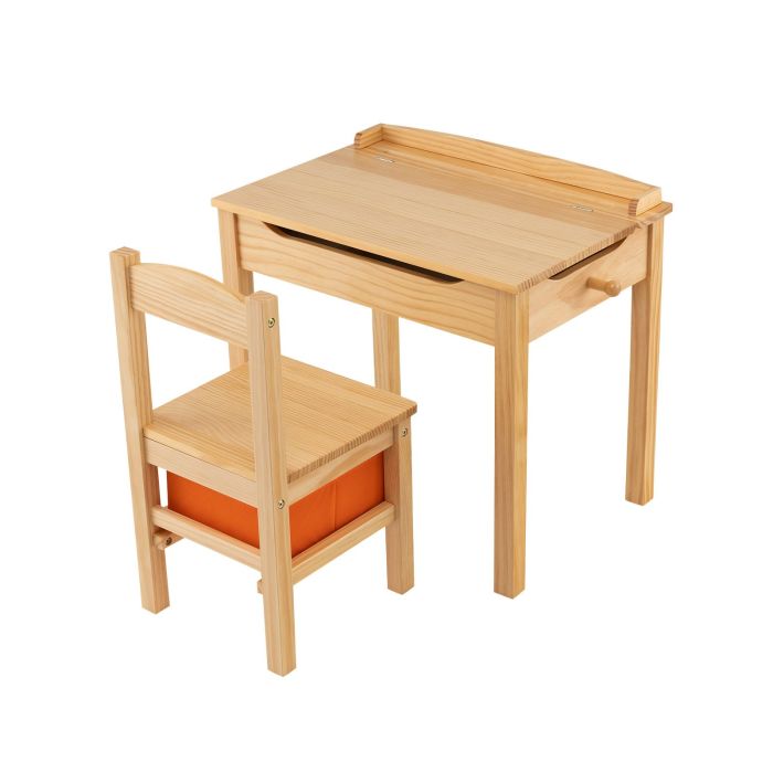 XODA Kids Table and Chair Set with Hidden Space and Hook-Natural