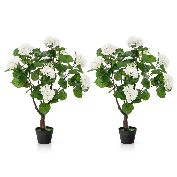 Artificial Hydrangea Tree with 11 White Flowers-2 Pcss