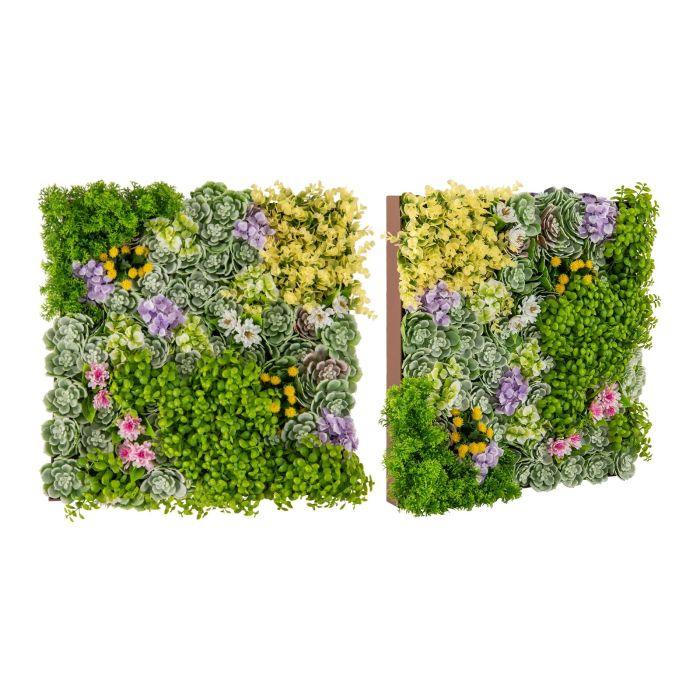 Wall Art - 2 Pack Square Framed Artificial Foliage Wall Art with 10 Types of Mixed Faux Plants