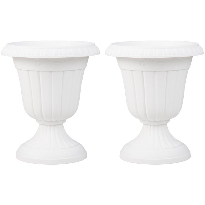 VIVEMY 46cm Tall Vintage Planters Set of 2 Urn Plastic Flower Pots-White