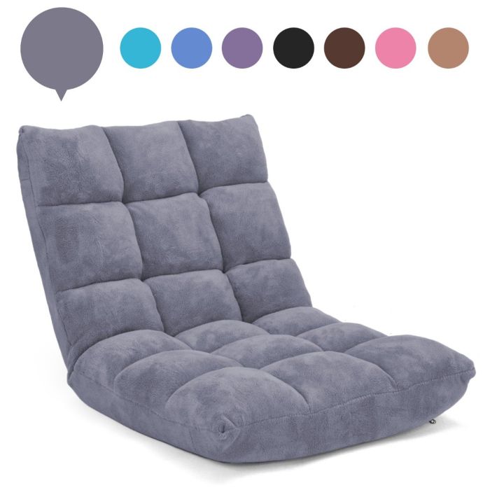 ANTA Coral Velvet Floor Gaming Chair with 14-Position Adjustable Back-Grey