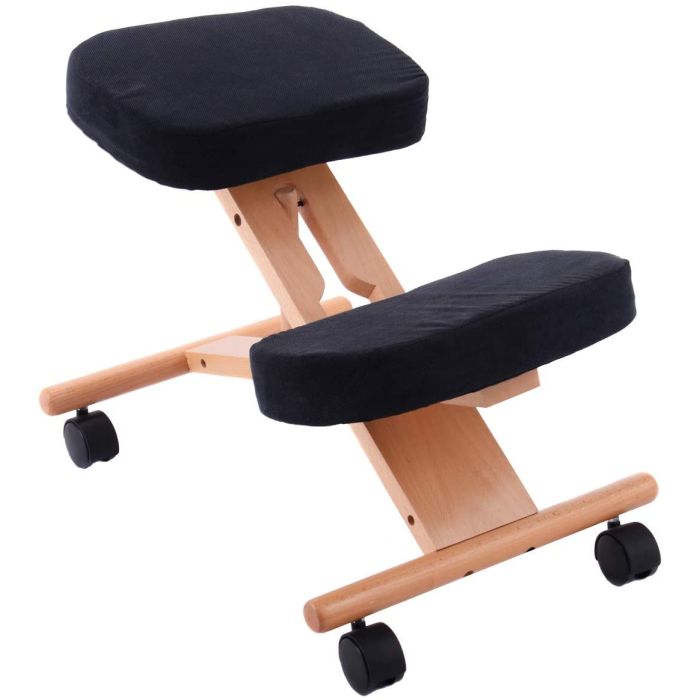 Wooden Orthopaedic Kneeling Stool Ergonomic Posture Frame Seat-Black