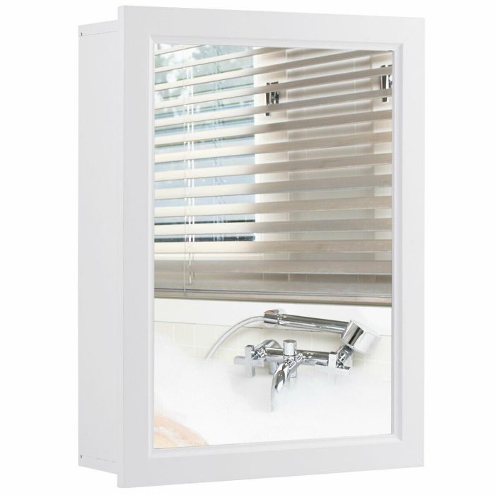 Bathroom Cabinet - Adjustable Wall Mounted Storage Cupboard with Mirror for Bathroom-White