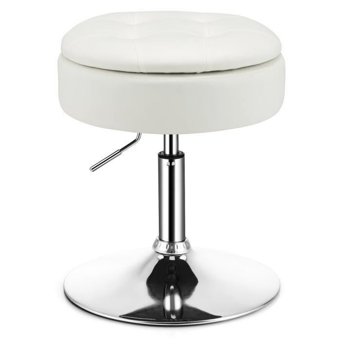 360 Swivel Vanity Stool with Removable Tray Lid - White