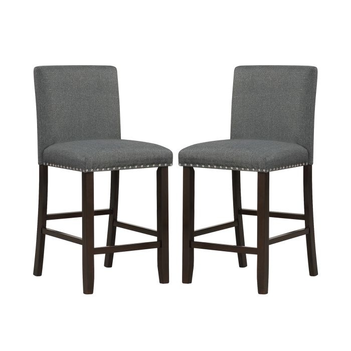 Upholstered Bar Stool Set of 2 for Dining Room Kitchen Restaurant-Grey