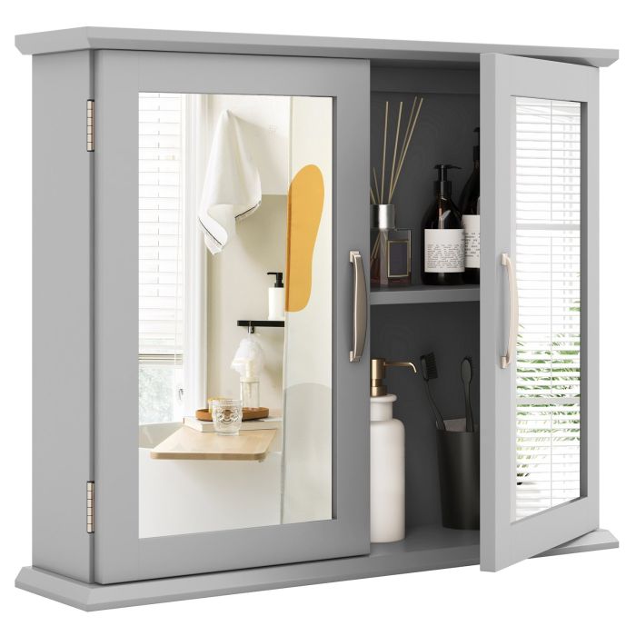 Bathroom Cabinet - Wall-mounted Bathroom Mirror Cabinet for Bathroom Living Room-Grey