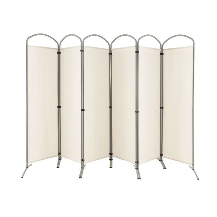 6 Panel Freestanding Folding Room Divider for Home Office-Cream