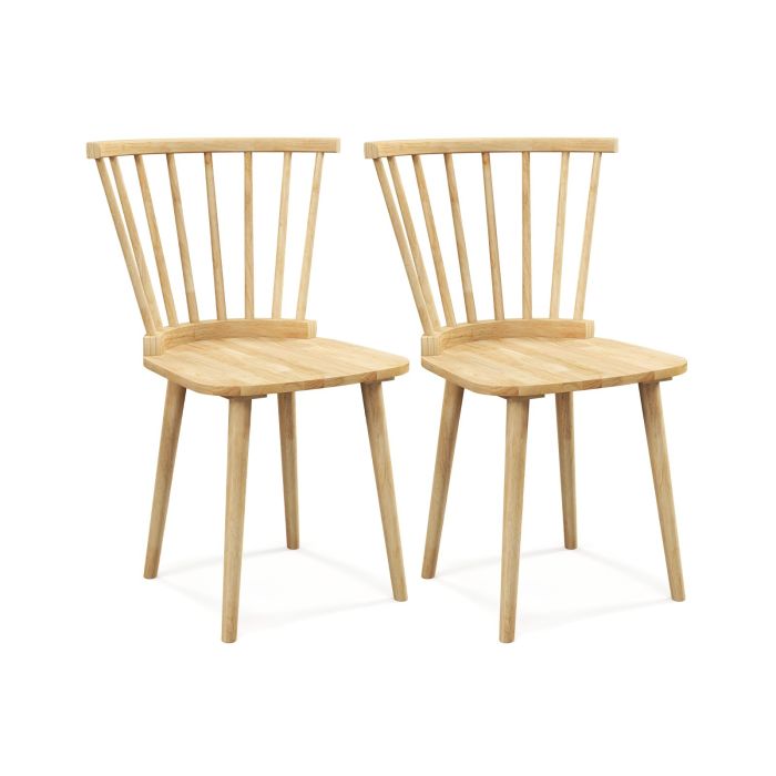 Dining Chair - Windsor Dining Chairs Set of 2 with Spindle Back-Natural