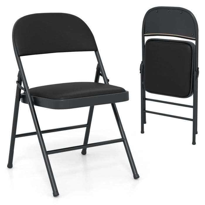 XVION Padded Party Chairs with Metal Frame for Indoor Outdoor Use-Black