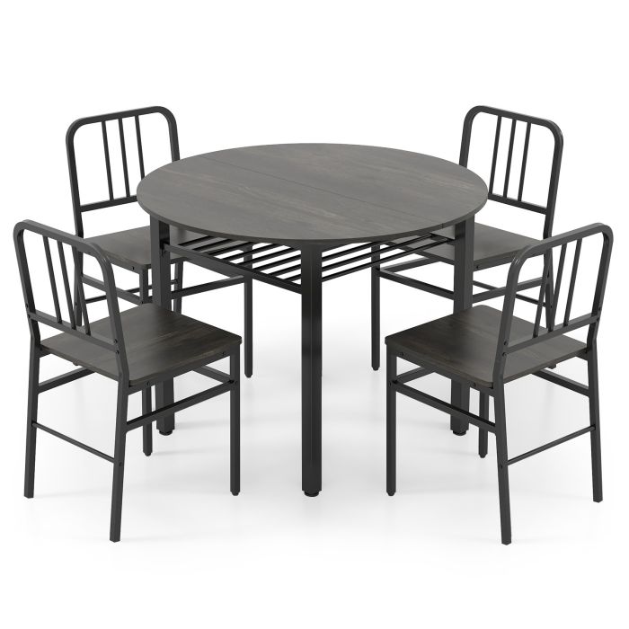COANRA 5 Piece Dining Table Set with Storage Rack for Dining Room
