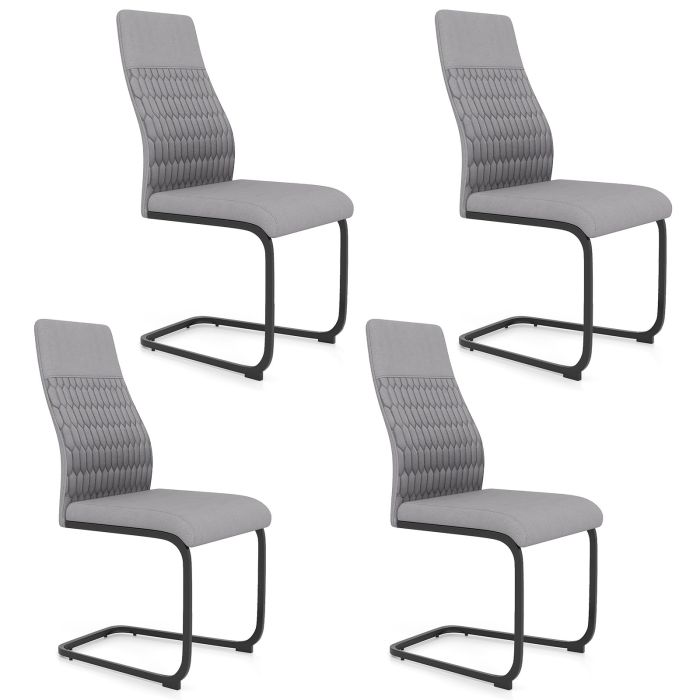 Modern Dining Chair Set of 4 Upholstered Accent Chair-Grey