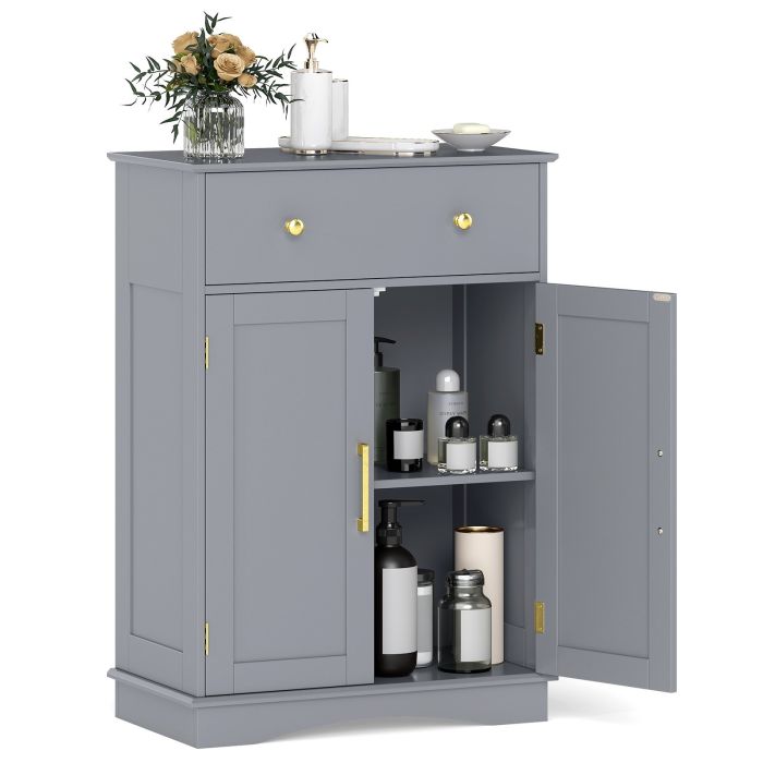 ALTY Floor Storage Cabinet with Doors and Adjustable Shelf-Grey