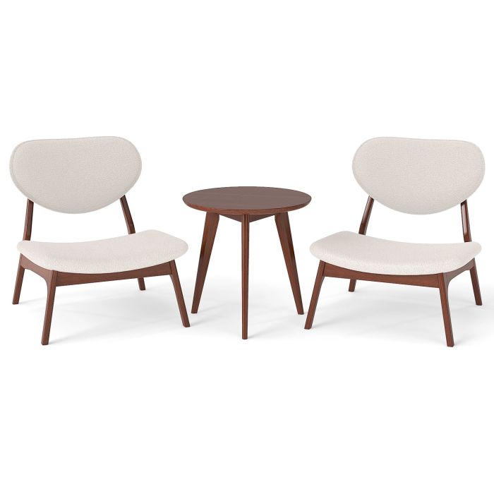 IVAL Accent Chairs Set of 2 with Side Table for Bedroom Waiting Room-Beige