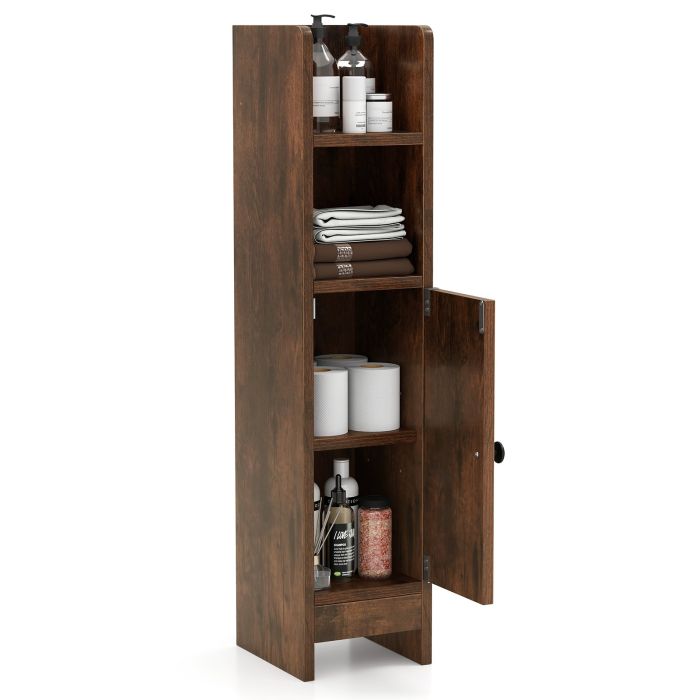 FOLWYN Bathroom Storage Cabinet with Door and Adjustable Shelves-Rustic Brown