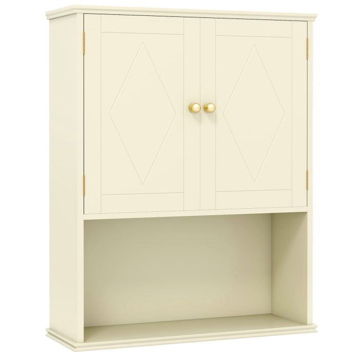 GARWYNNE Bathroom Wall Cabinet with Open Shelf and Adjustable Shelf-Beige