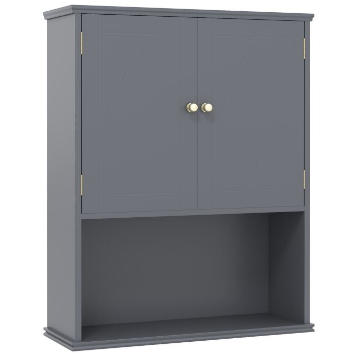 GARWYNNE Bathroom Wall Cabinet with Open Shelf and Adjustable Shelf-Grey