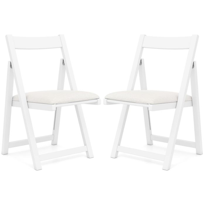 NEVEZO Foldable Dining Chair Set of 2 with Padded Seat and Curved Backrest-White