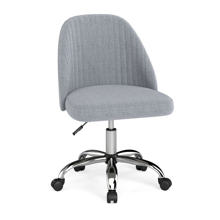KAVOR Modern Armless Office Chair with Curved Backrest and Upholstered Seat-Grey