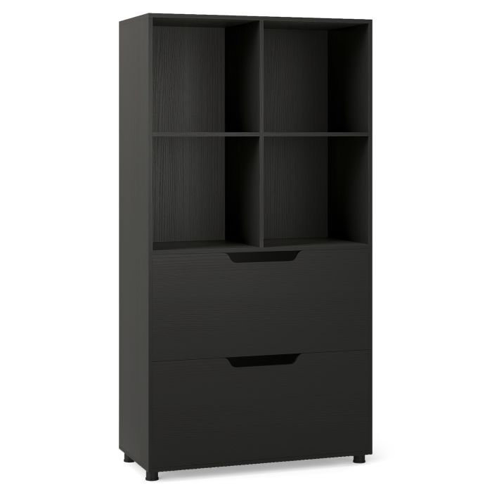 QIREL 130CM 5-Tier Tall Freestanding Bookshelf for Living Room-Black