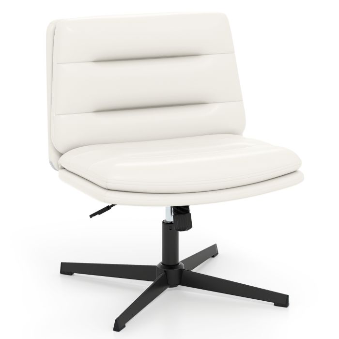 LUREX Criss Cross Legged Chair with Adjustable Height for Bedroom-Off White