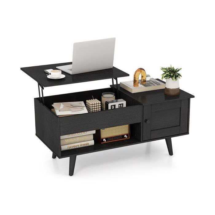Lift Top Coffee Table with Storage Living Room Table with Hidden Compartment-Black