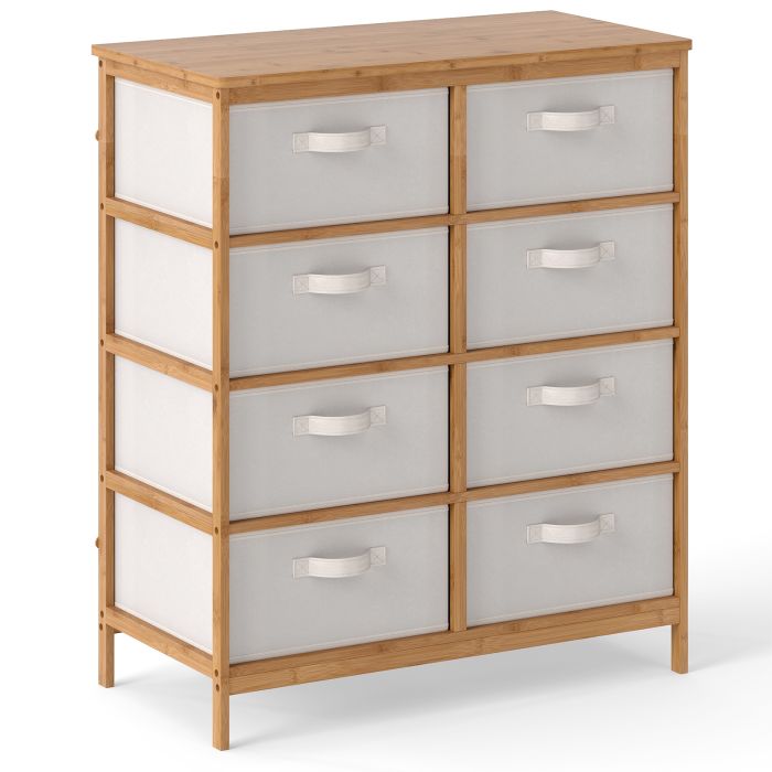 KEST Oak Frame Fabric Chest of Drawers - Medium-sized, 8 Drawers, Double