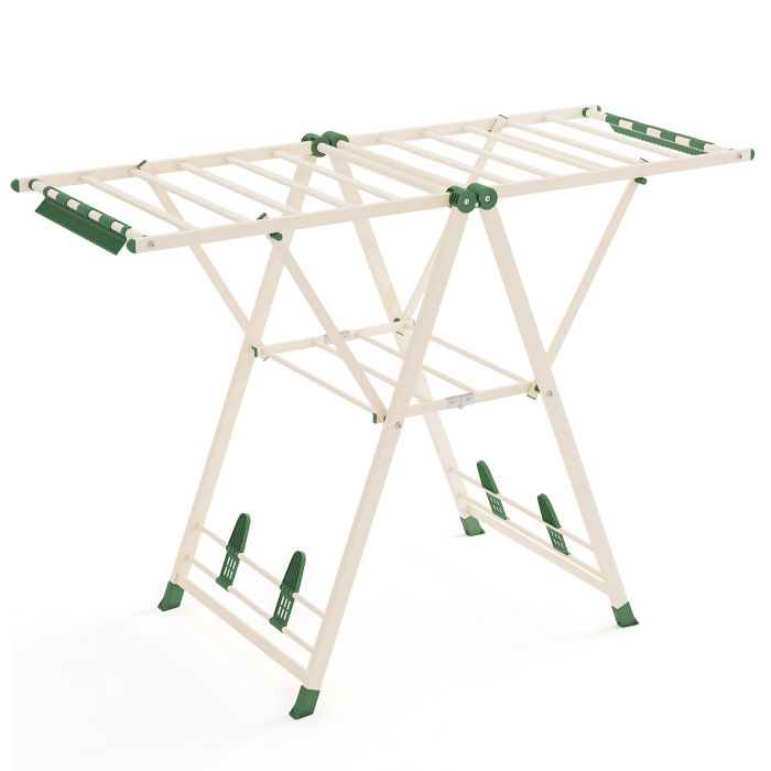 LULONO Clothes Drying Rack Foldable Laundry Drying Rack with 16 Drying Rails-Beige