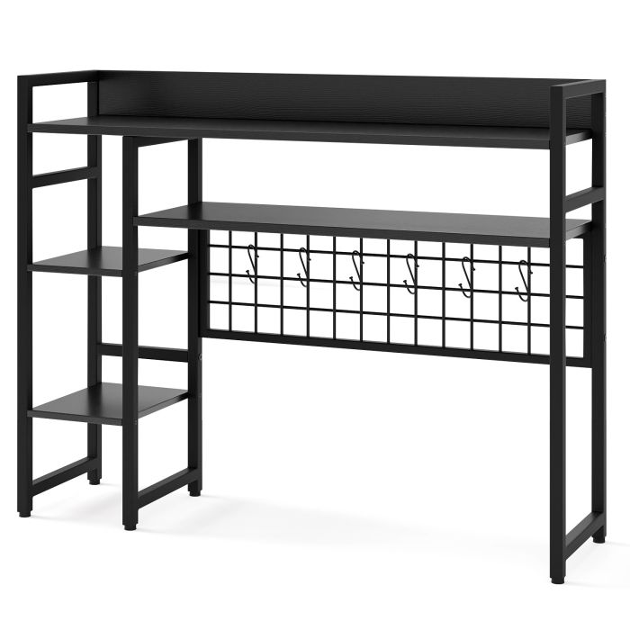 HALVRIC Desktop Bookshelf with 4 Open Storage Shelves for Computer Monitor Up to 32 Inch-Black
