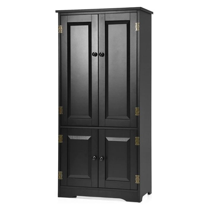 Antique Wooden Storage Cabinet Cupboard Shelf-Black-Black