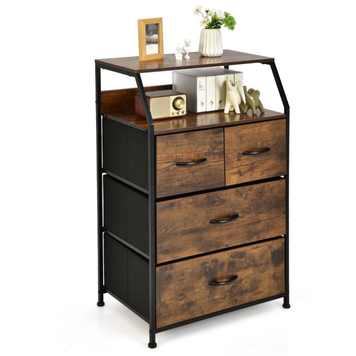 Oak Finish Chest of Drawers - KILLEEN Small Chest  4 Drawers
