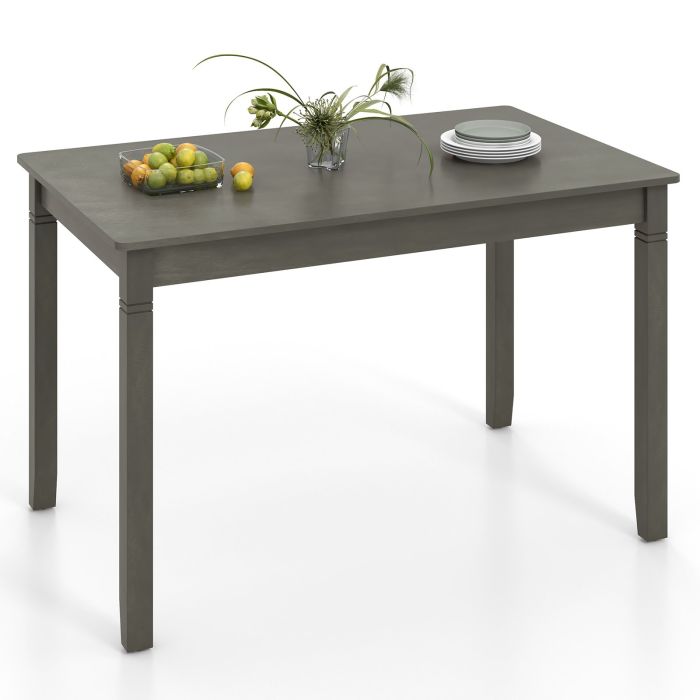 ORLU Wooden Rectangular Dining Table with Rubber Wood Legs for 4 People-Grey