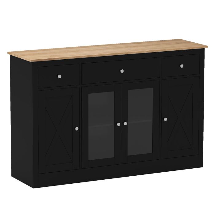 FITA 55” Large Buffet Sideboard Kitchen Storage Modern Coffee Bar Cabinet-Black
