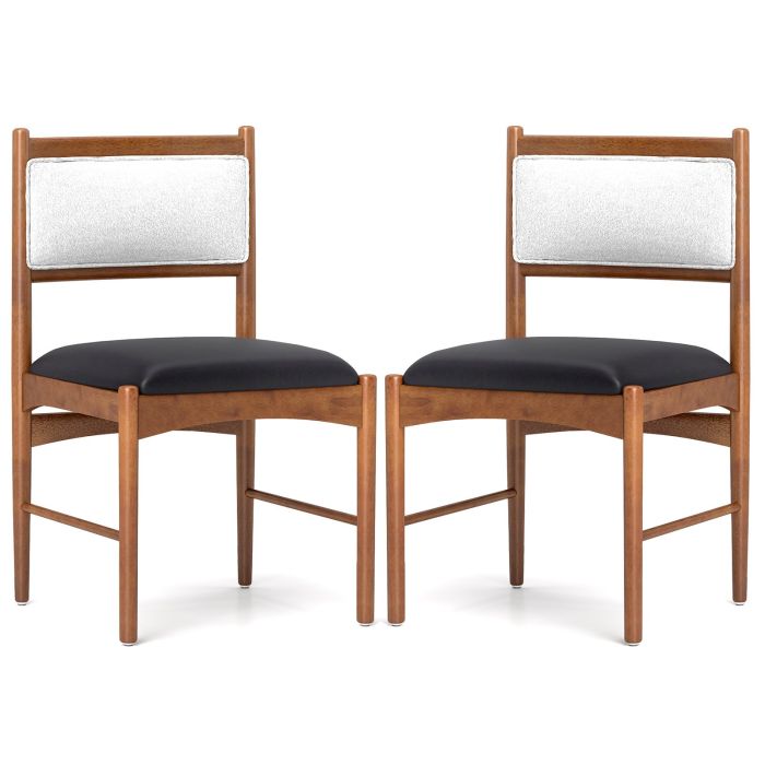 Wooden Dining Chair with Rubber Wood Frame Set of 2-Walnut