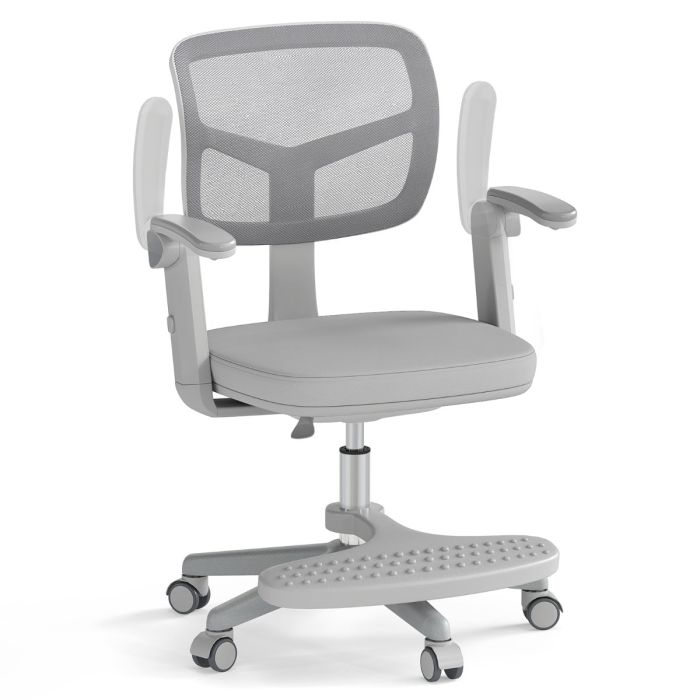 DAVREN Kids Desk Chair Children Study Chair with Adjustable Height Armrest and Footrest-Grey
