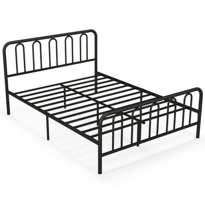 Kingsize Bed - ARCADIA 5ft Metal Bed with Headboard and Footboard Black