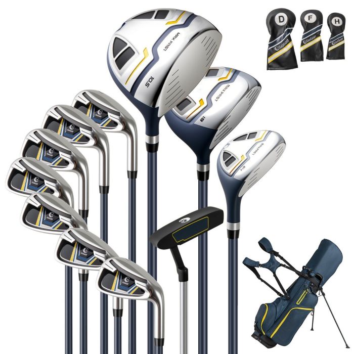 Mens Complete Golf Clubs and Bag Set Golf Stand Bag-Yellow