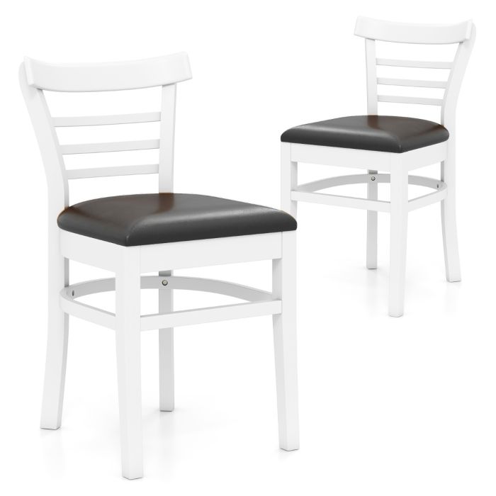 RIREX Modern Dining Chair Set of 2 with Rubber Wood Legs and Padded Seat-Black & White