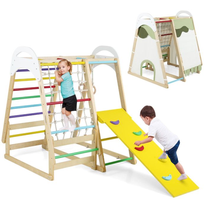 TARLON Multi-functional Kid's Climbing Toy with Slide and Climbing Net-Colourful