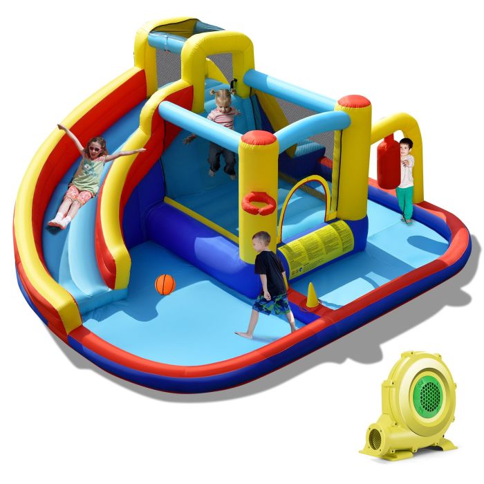Playhouse - Giant Inflatable Kids Water Slide with 680W Blower