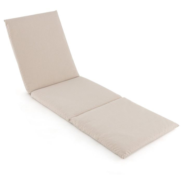 Sun Lounger - Folding Outdoor Chaise Lounge Cushion Patio Furniture Pad with Straps-Beige-1 Piece