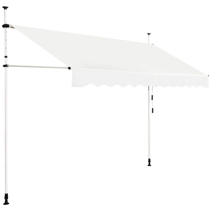 HENDALE Telescopic Awning Sun Shade Retractable Canopy Sun Shelter for Window Balcony Garden-Beige