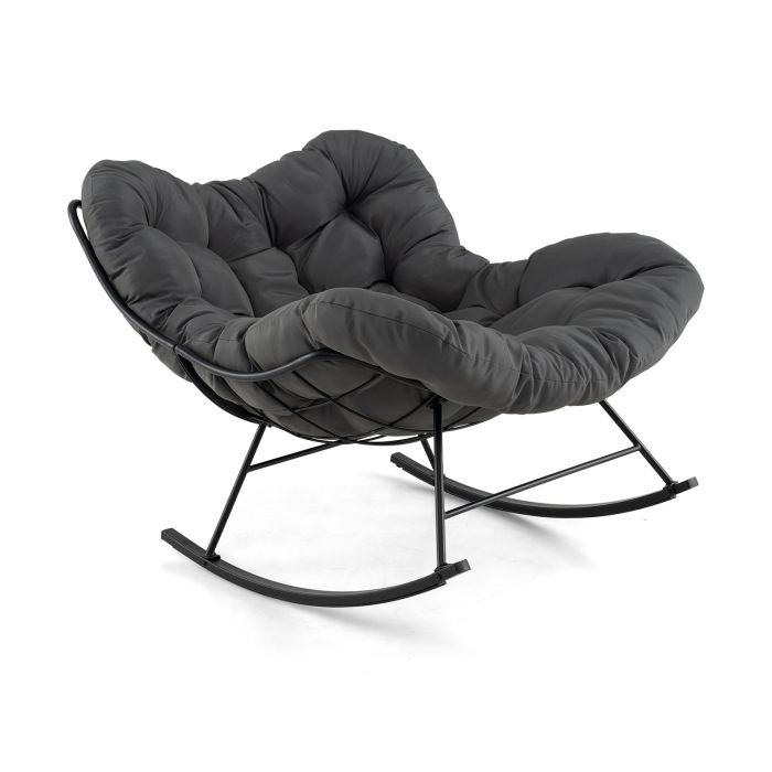 ENVEMY Indoor Outdoor Rocking Chair Oversized Egg Papasan Chair-Grey
