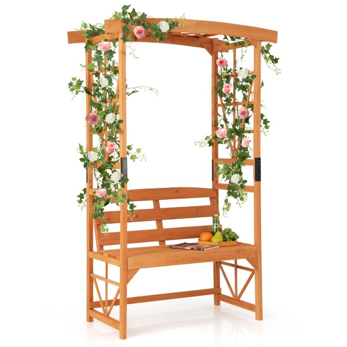 Patio Garden Arbor Archway with 2 Trellises for Climbing Plants Vines Grapes-Yellow