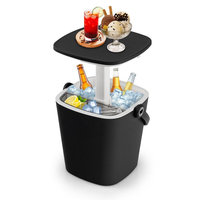 Camping Cooler - Portable Cooler Side Table with Handle and Bottle Opener-Black