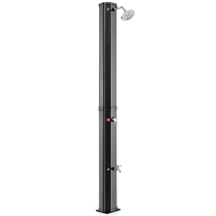60L Solar Heated Outdoor Shower with Shower and Foot Tap-Black