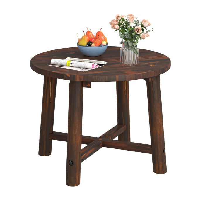 ZOMOA Outdoor Side Table Patio End Table with Solid Wood Structure Brown