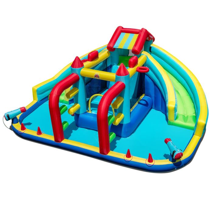 Inflatable Double Water Slide Park with Obstacle Course